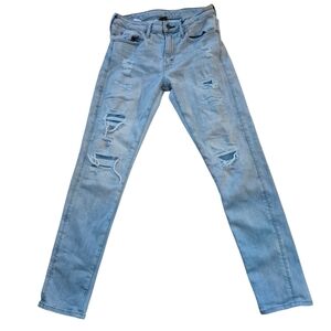 American Eagle Athletic Skinny Size 30 Waist Hemmed To 30" Distressed Patched